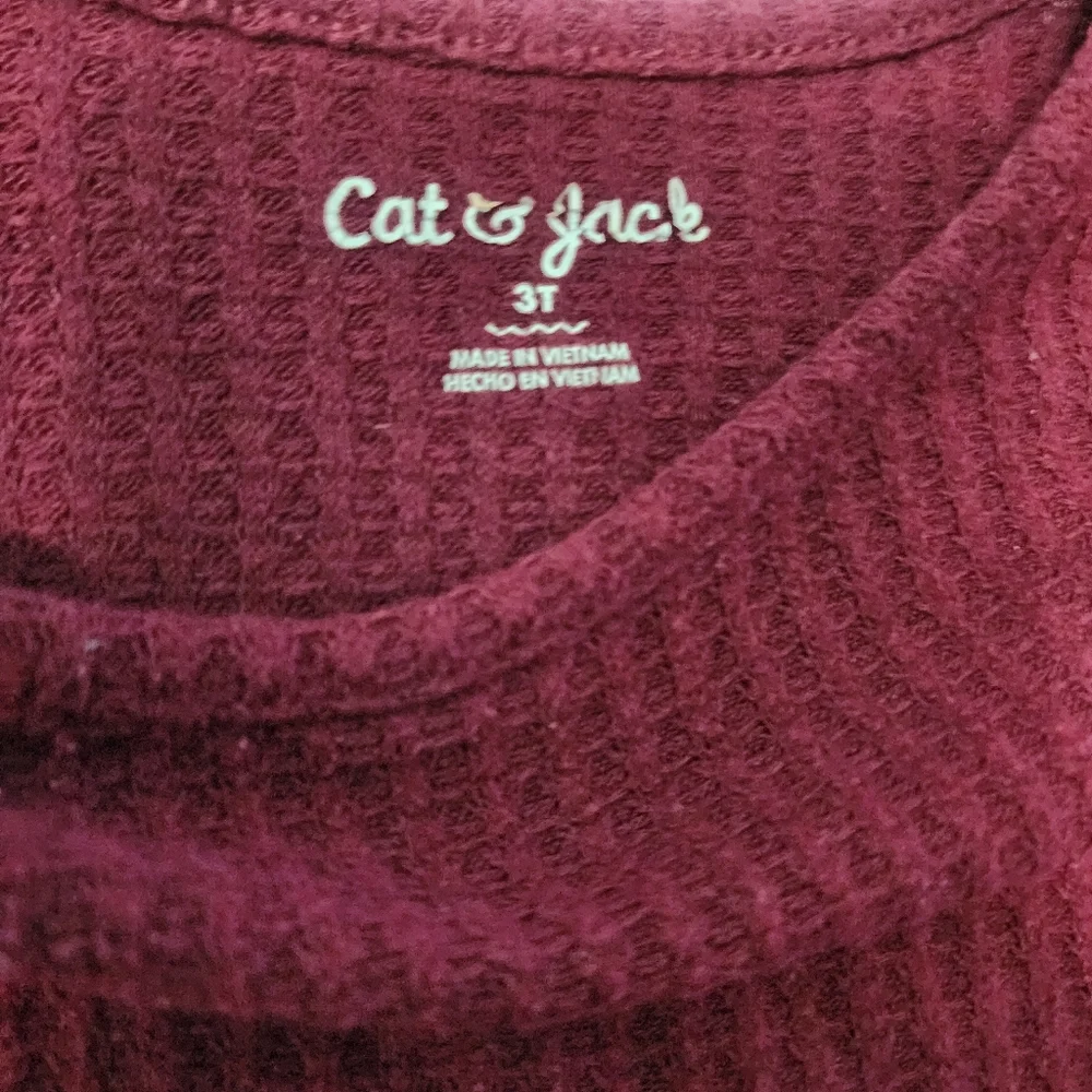 Cat & Jack Peplum Burgundy Top & Carter’s Blue Jeggings Set Toddler Girl 3T